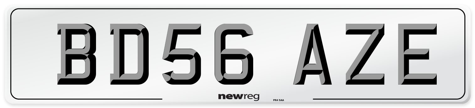 BD56 AZE Number Plate from New Reg